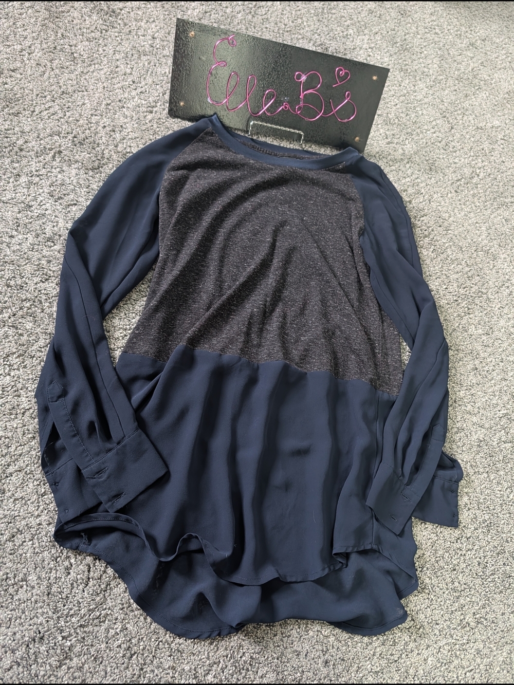 Used Condition Massimo Navy and Charcoal Long-Sleeve Tunic Xs